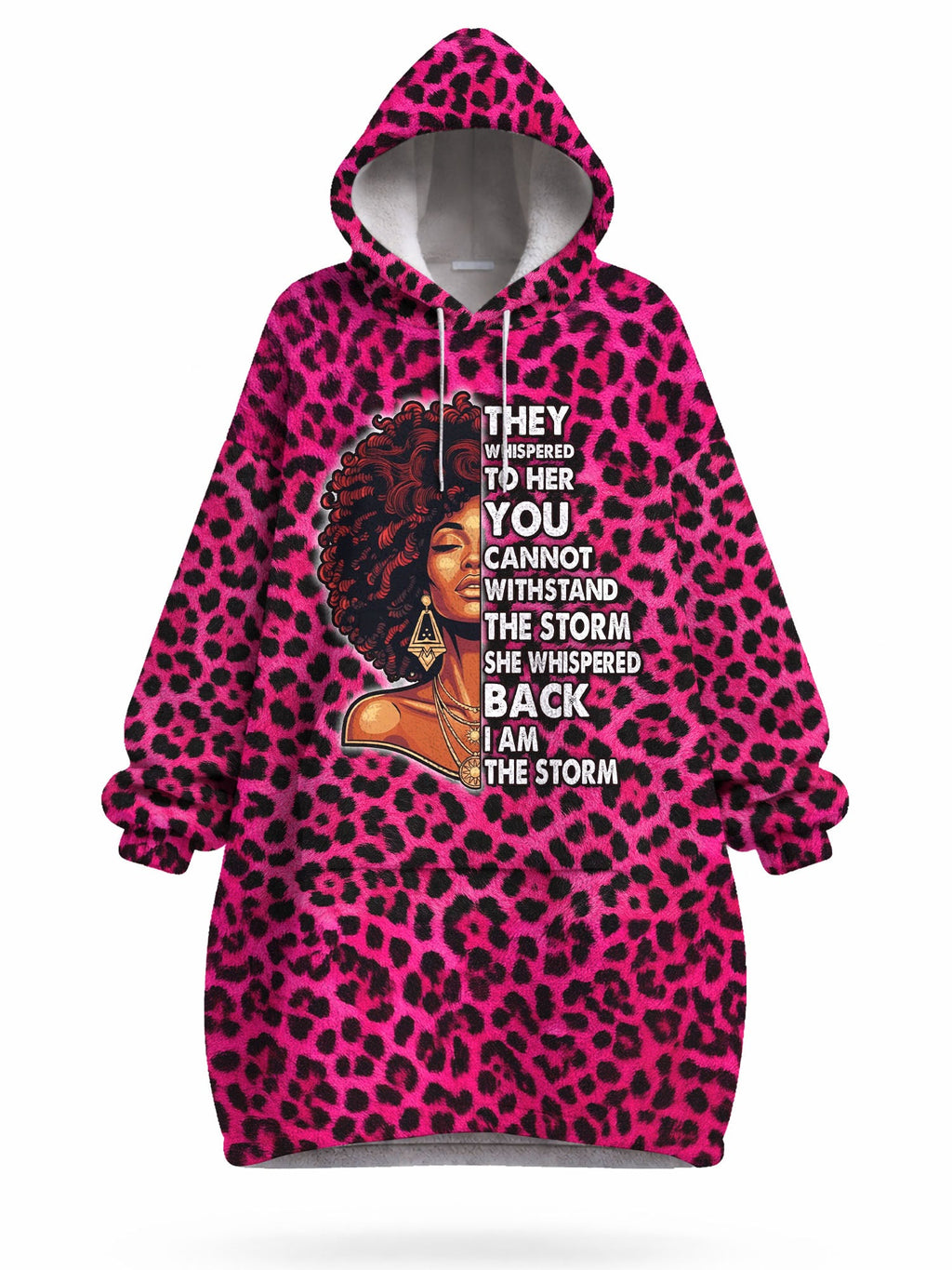 'Unstoppable' Pink Leopard Blanket Hoodie