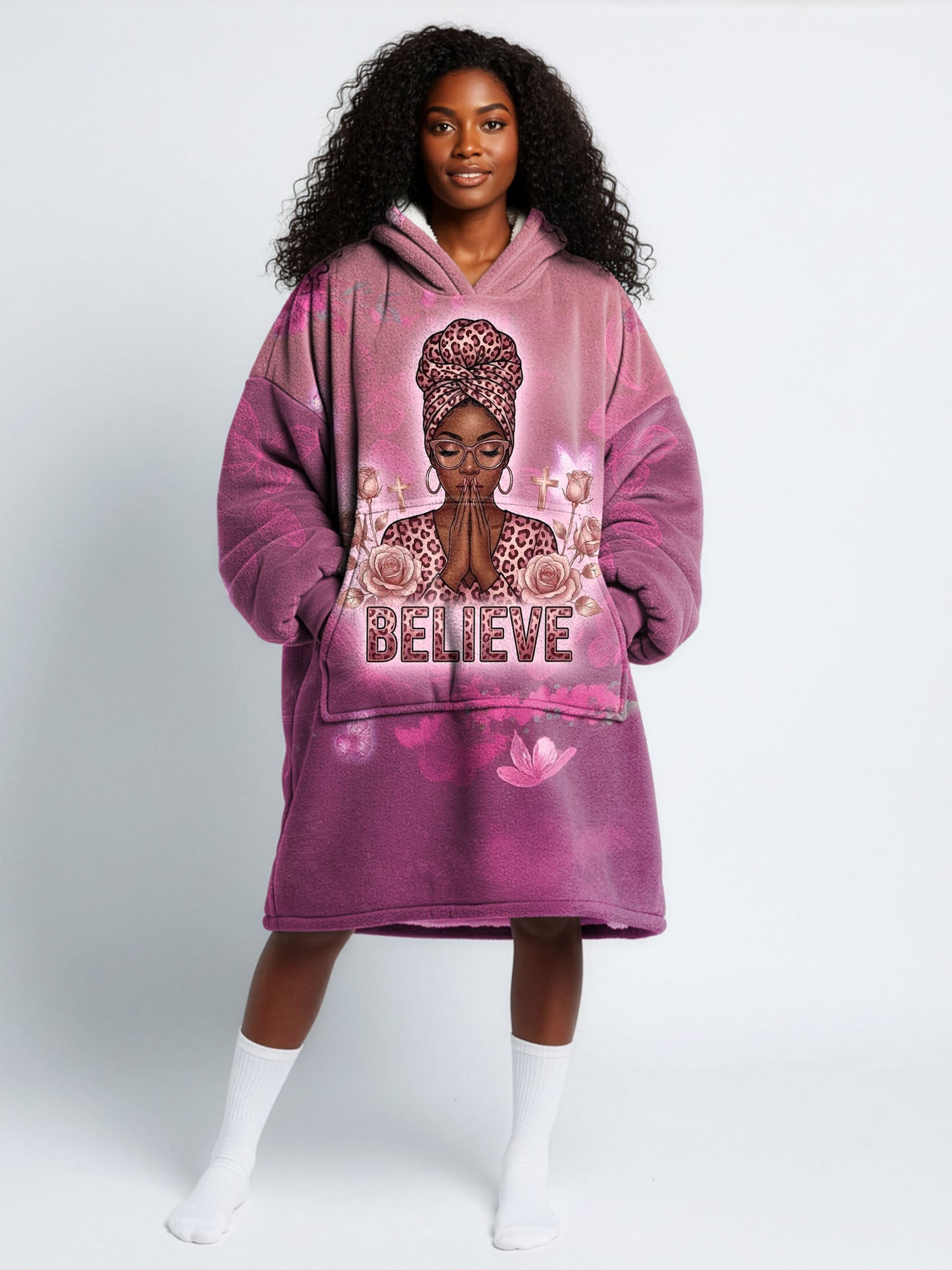 'Imani' Wild Rose Blanket Hoodie