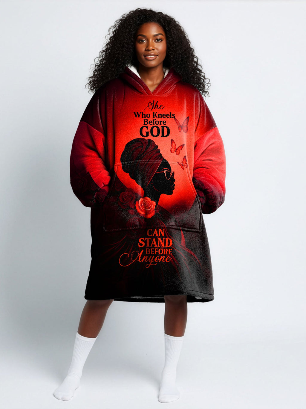 'Selah' Red Blanket Hoodie