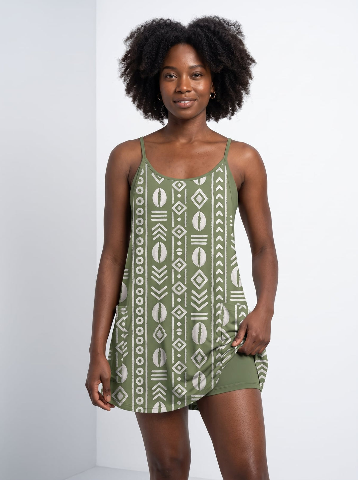 Oshun Verde Built-in Mini Dress