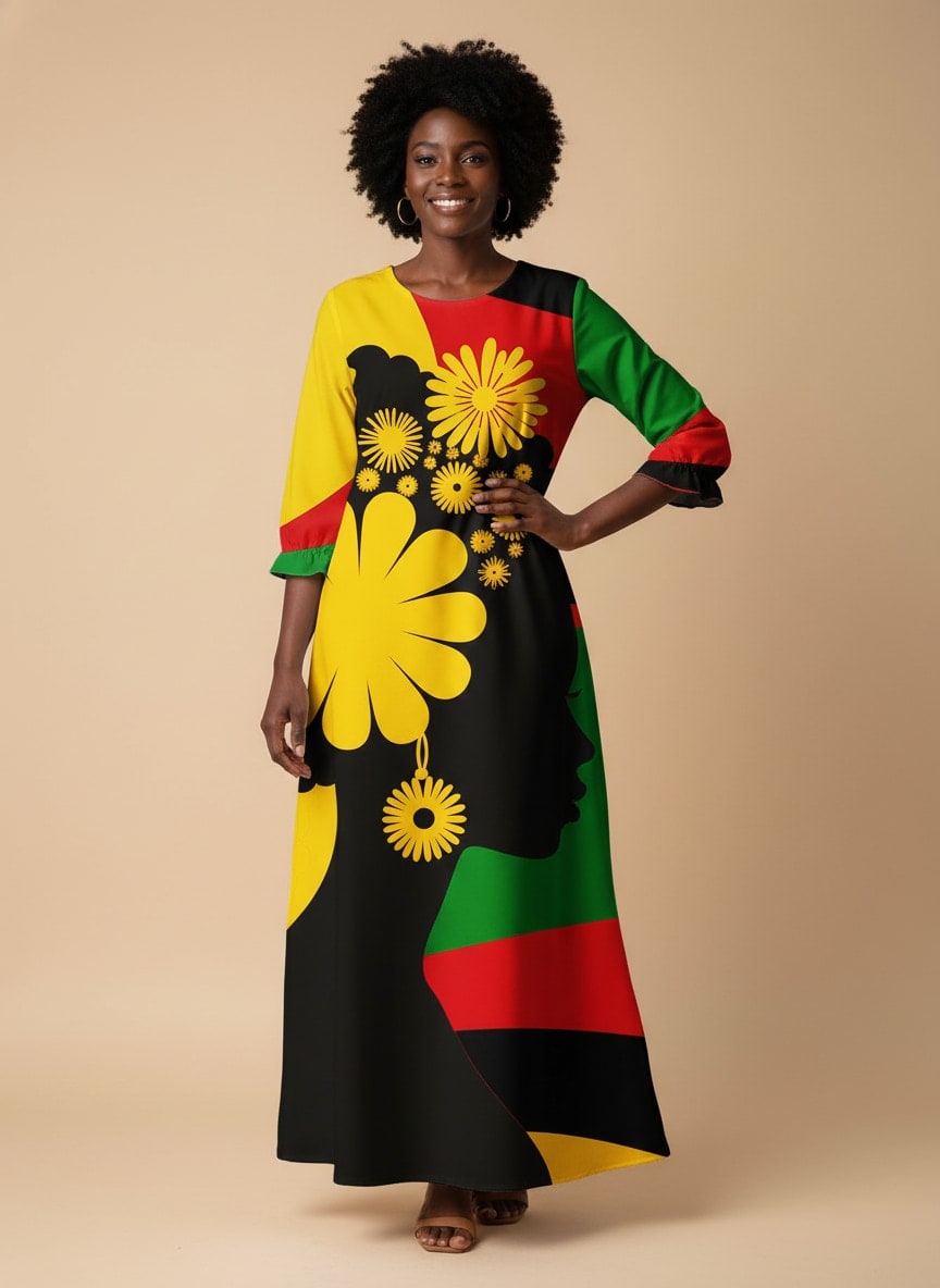 'Furaha' Long Sleeve Maxi Dress