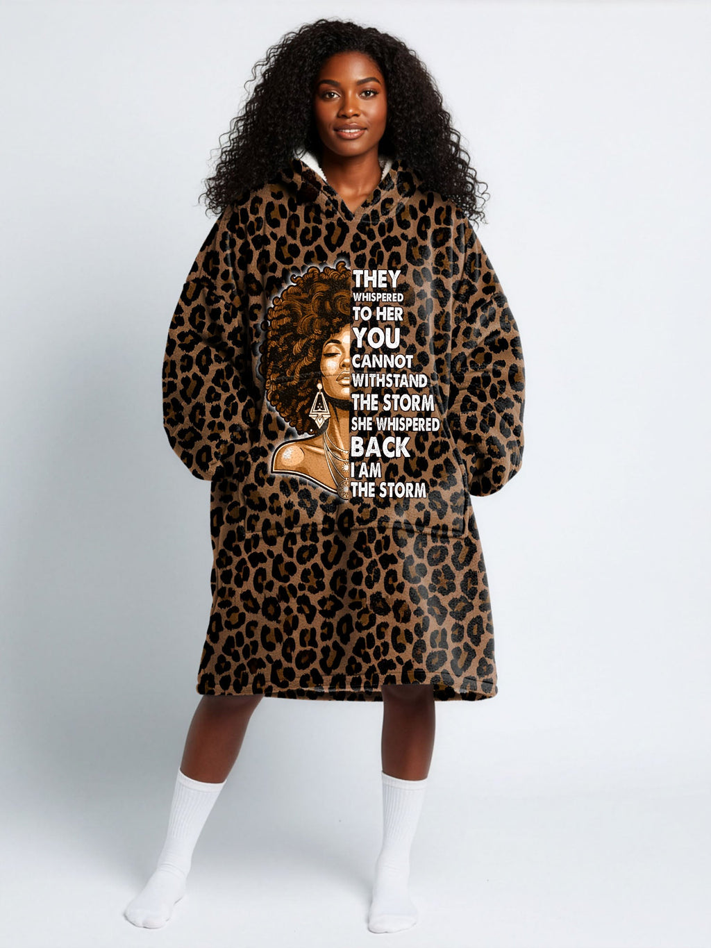 'Unstoppable' Brown Leopard Blanket Hoodie