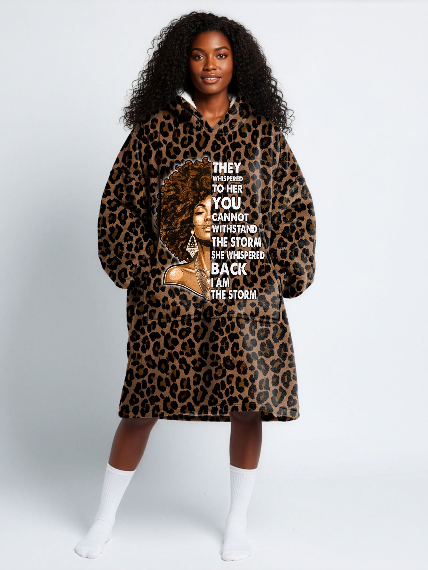 'Unstoppable' Brown Leopard Blanket Hoodie