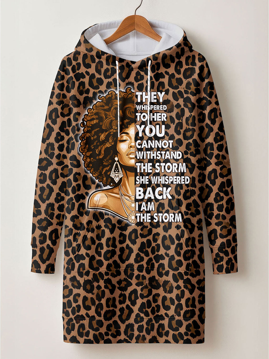 'Unstoppable' Brown Leopard Hoodie Dress