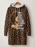 'Unstoppable' Brown Leopard Hoodie Dress