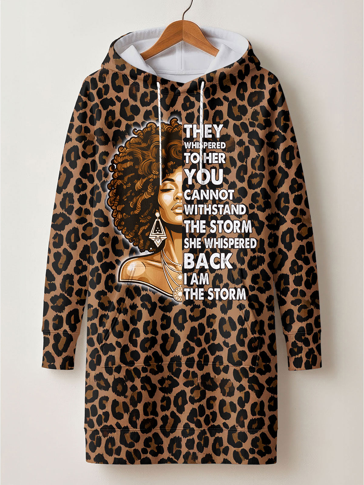 'Unstoppable' Brown Leopard Hoodie Dress