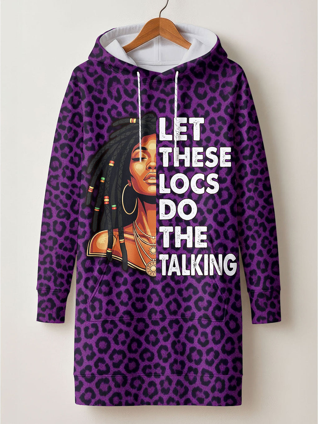 Purple Leopard Hoodie Dress