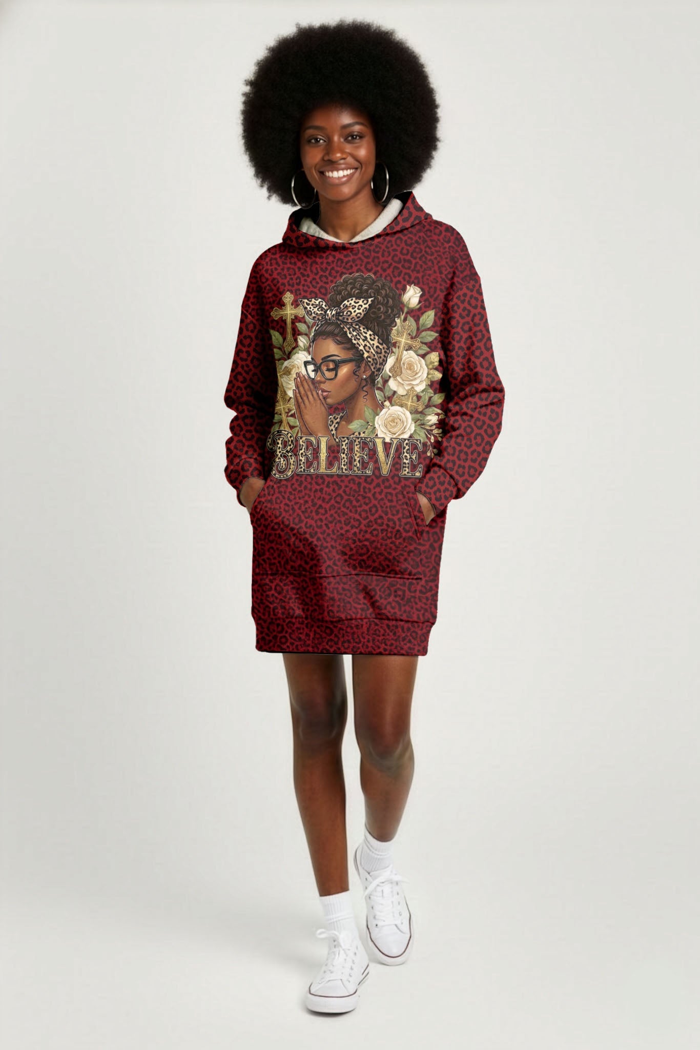 'Imani' Rouge Hoodie Dress
