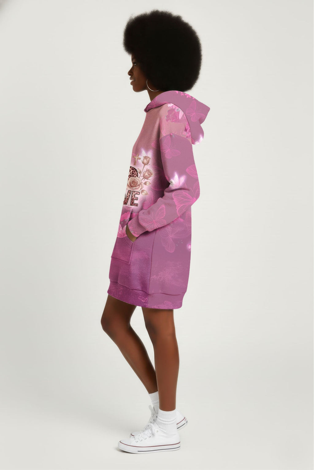'Imani' Wild Rose Hoodie Dress