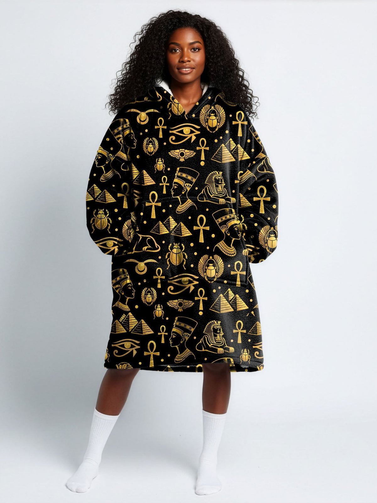 'Nefertiti' Black Gold Blanket Hoodie