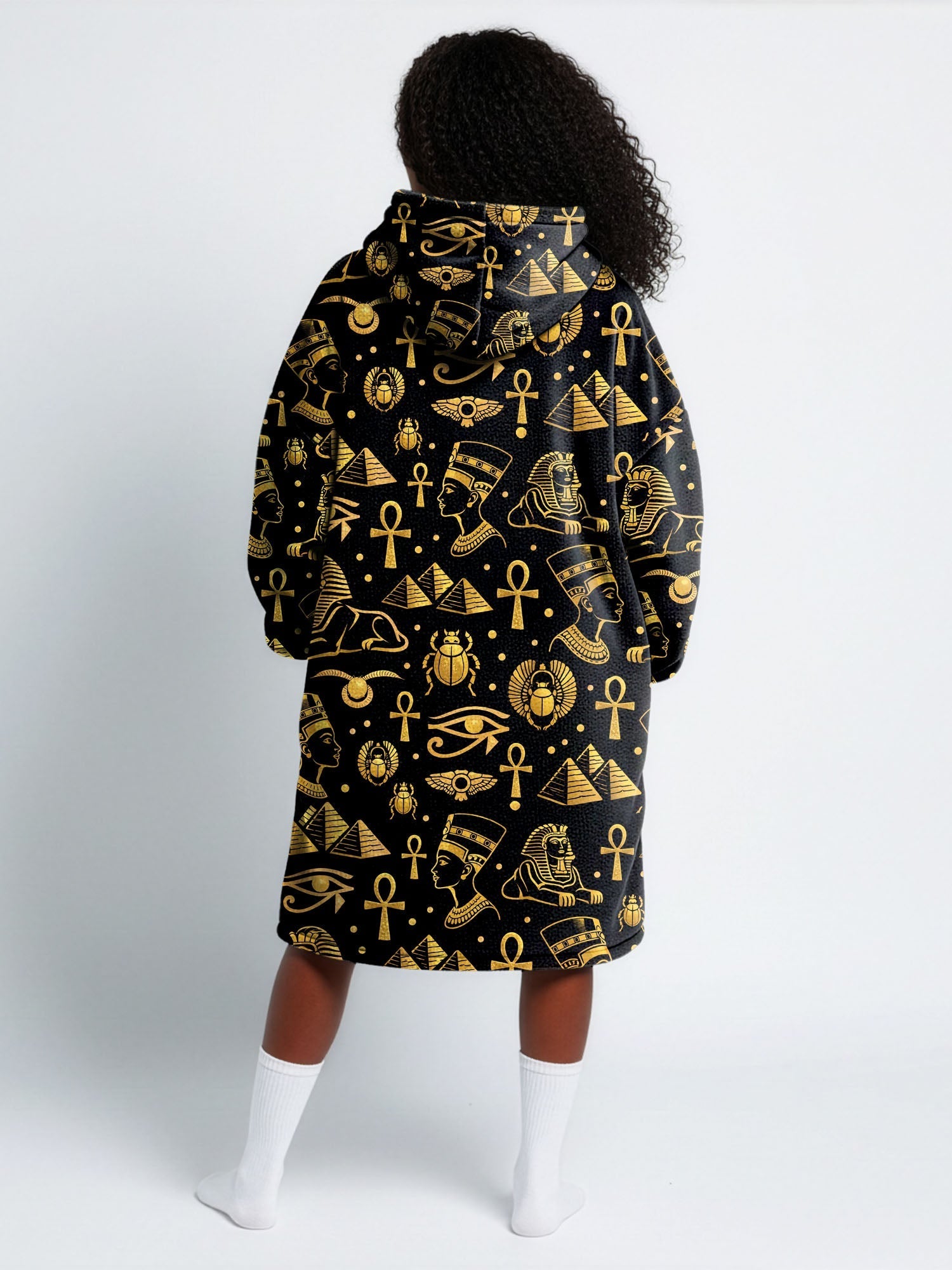 'Nefertiti' Black Gold Blanket Hoodie