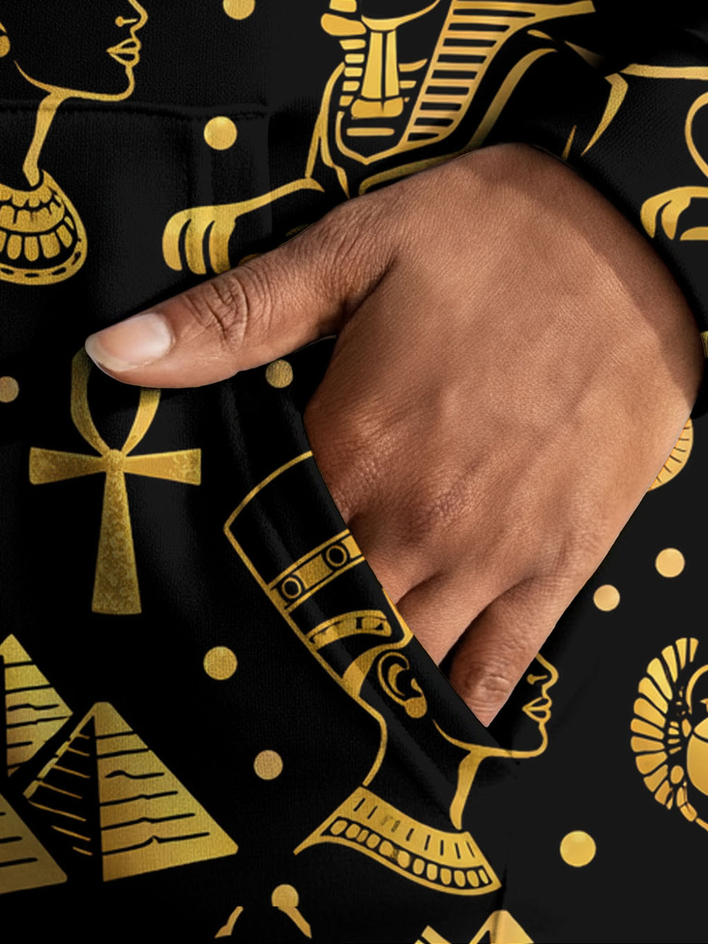 'Nefertiti' Black Gold Hoodie Dress