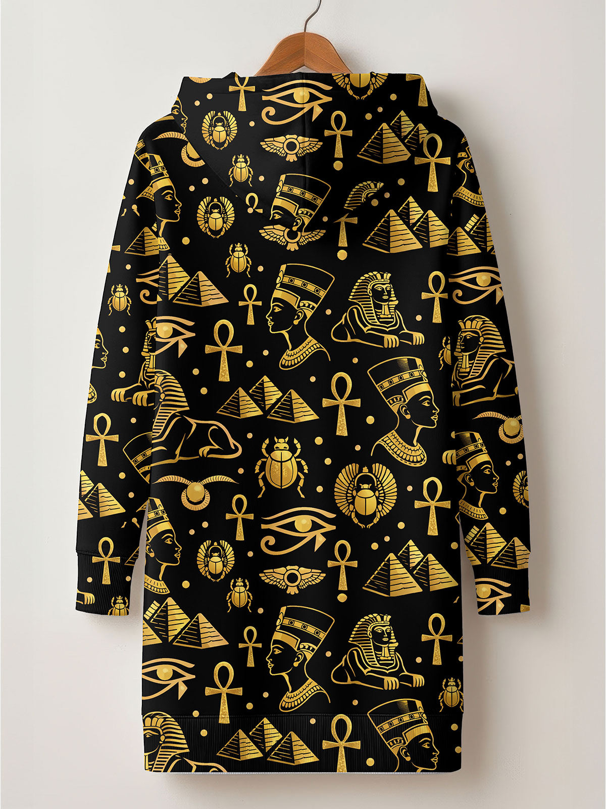 'Nefertiti' Black Gold Hoodie Dress