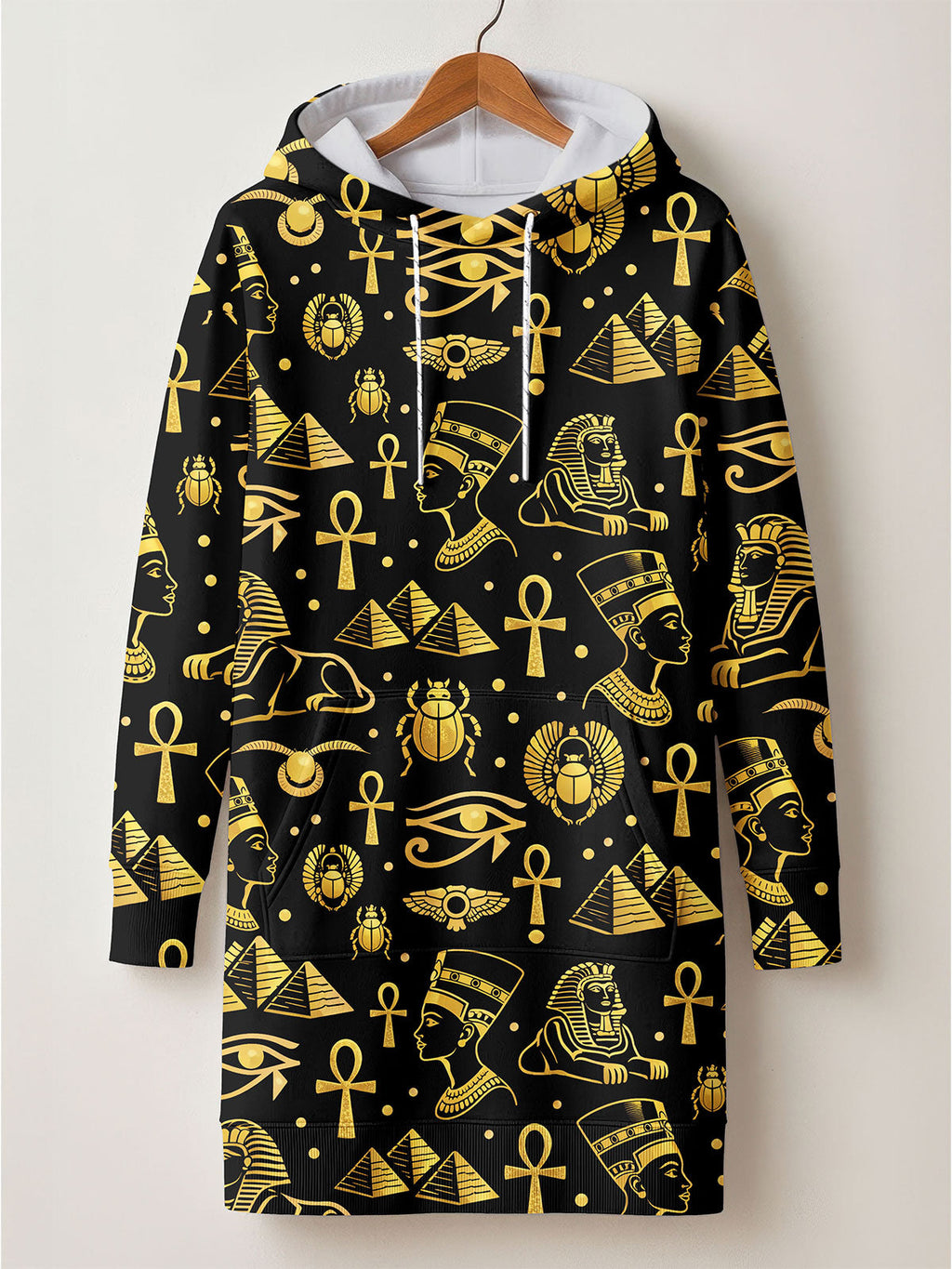 'Nefertiti' Black Gold Hoodie Dress
