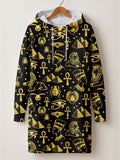 'Nefertiti' Black Gold Hoodie Dress
