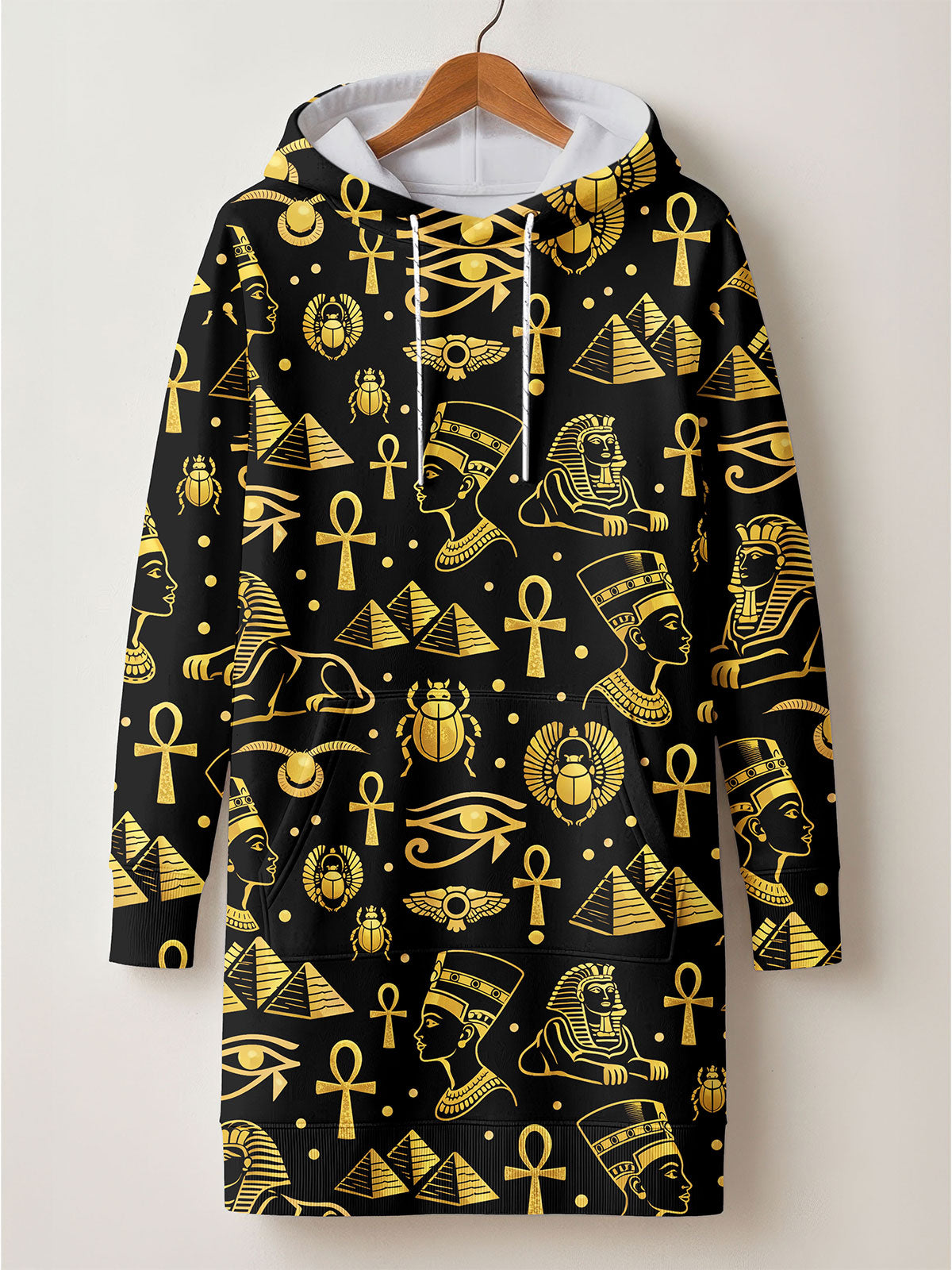 'Nefertiti' Black Gold Hoodie Dress