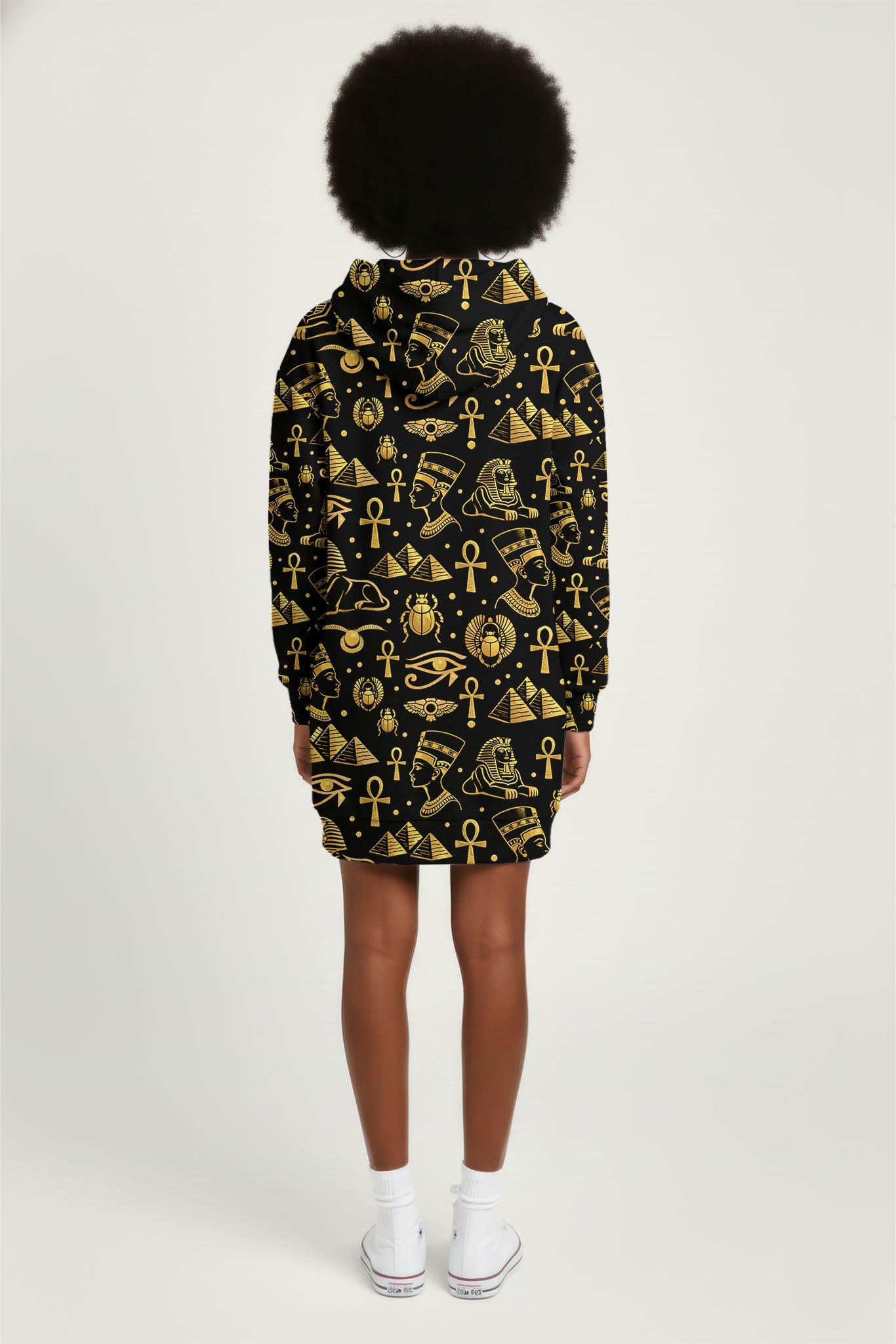'Nefertiti' Black Gold Hoodie Dress