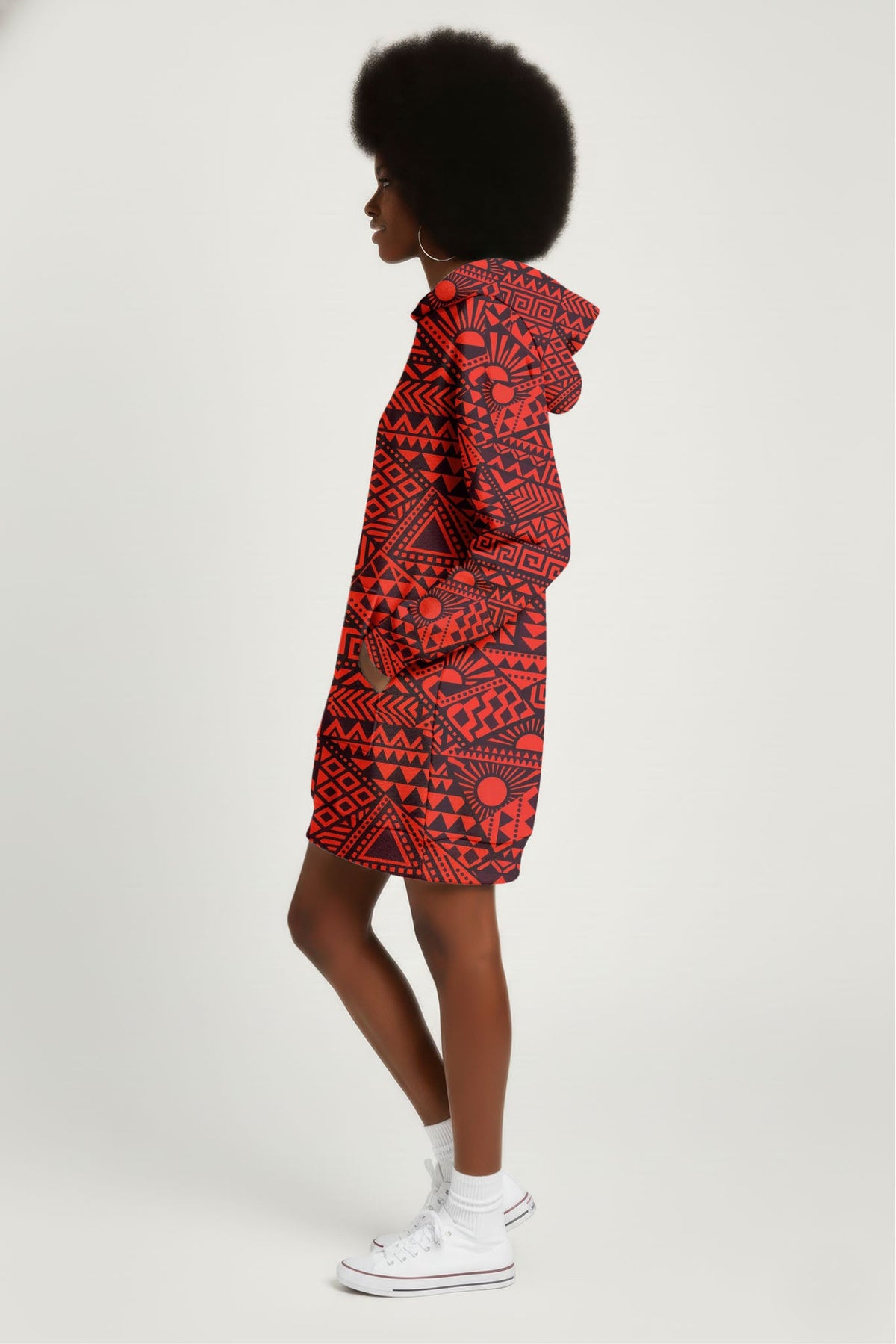 'Shaka' Burgundy Hoodie Dress
