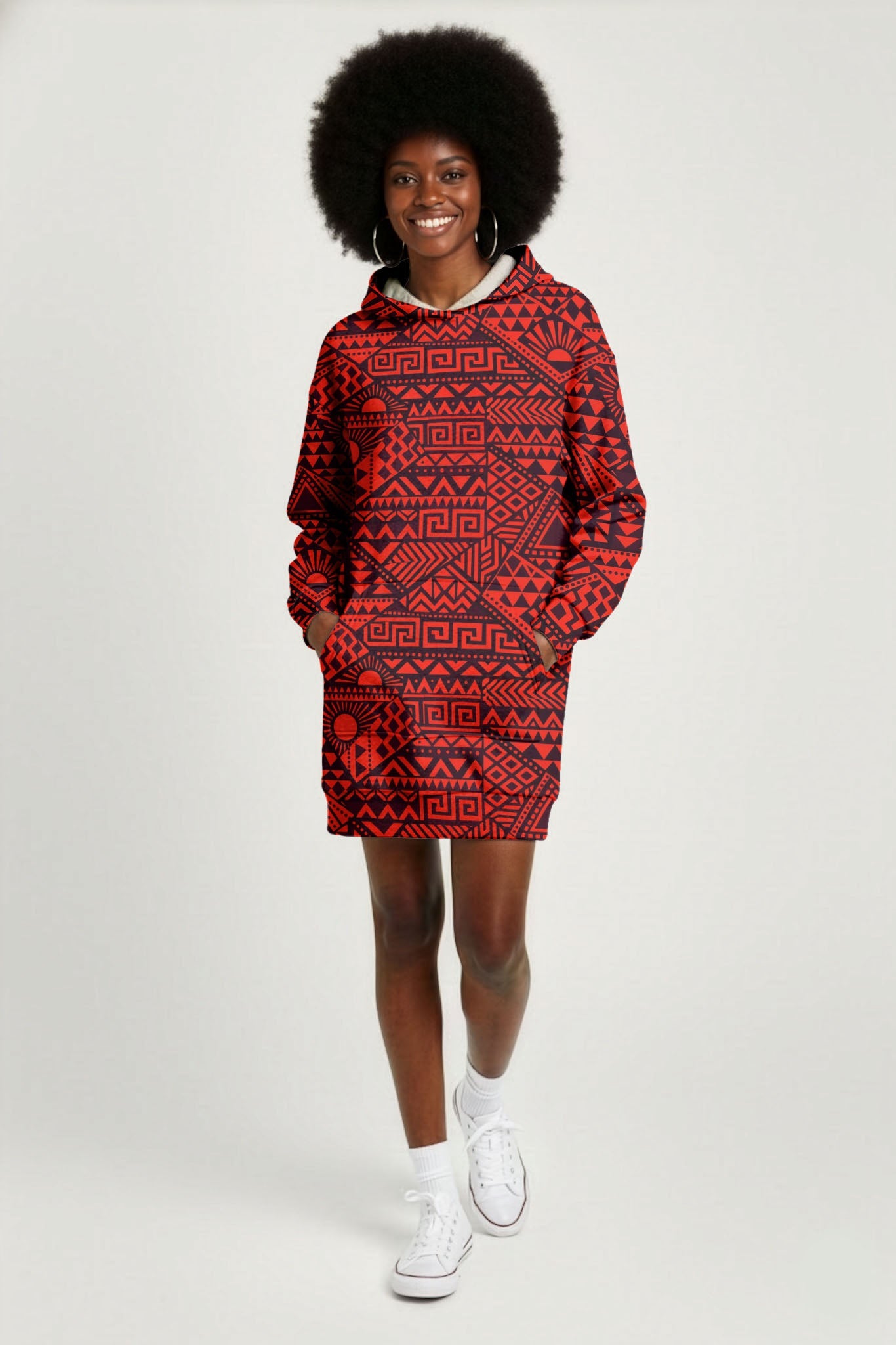 'Shaka' Burgundy Hoodie Dress