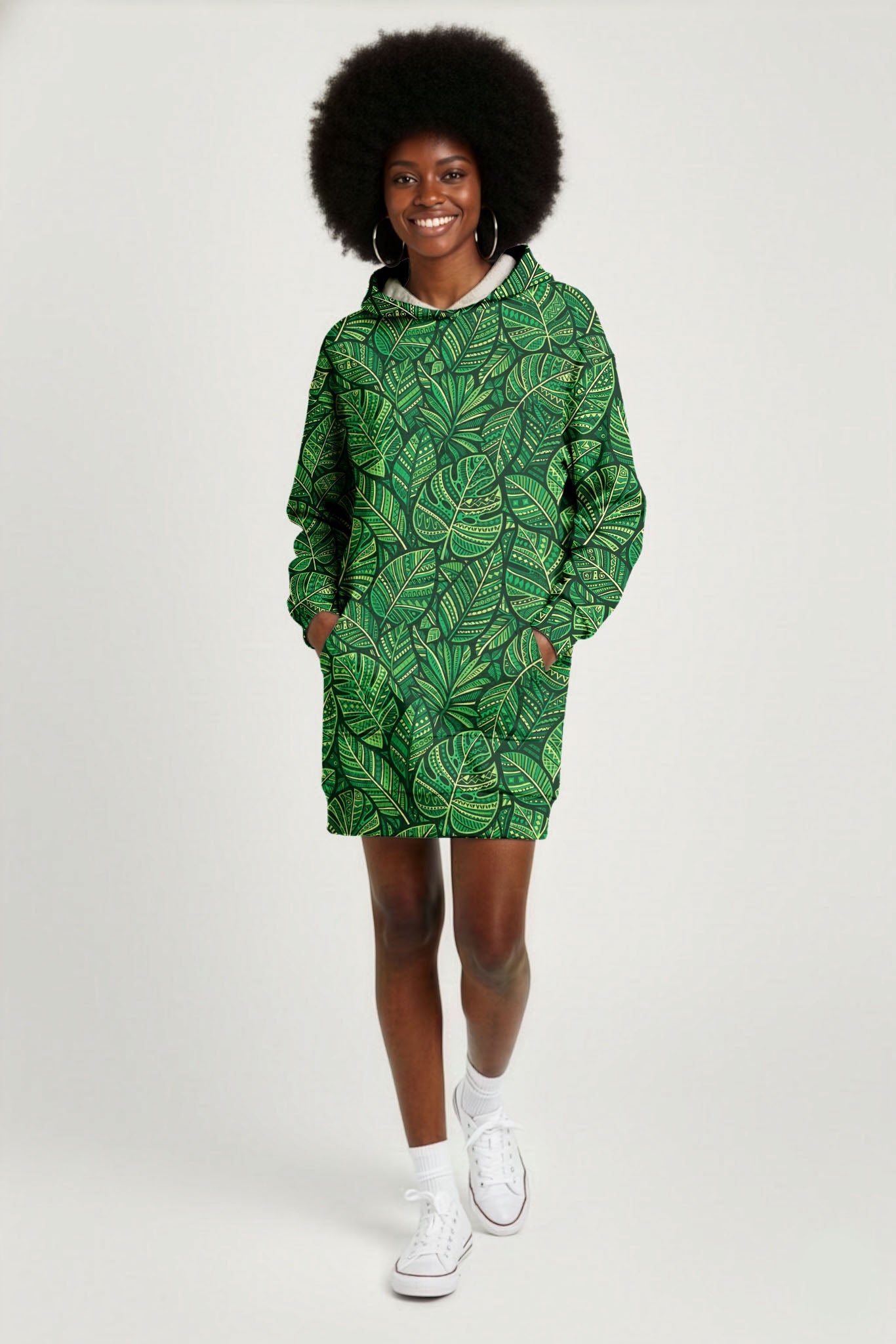 'Asili' Emerald Hoodie Dress