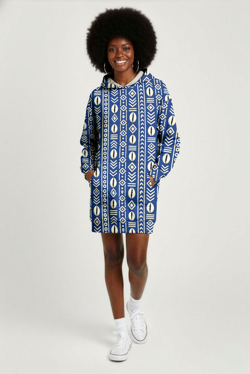 'Oshun' Royal Blue Hoodie Dress