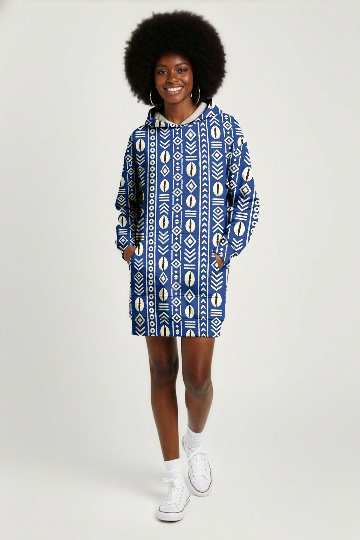 'Oshun' Royal Blue Hoodie Dress