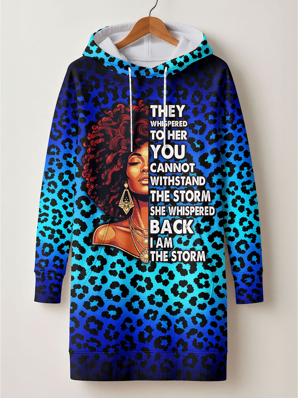 'Unstoppable' Sapphire Leopard Hoodie Dress