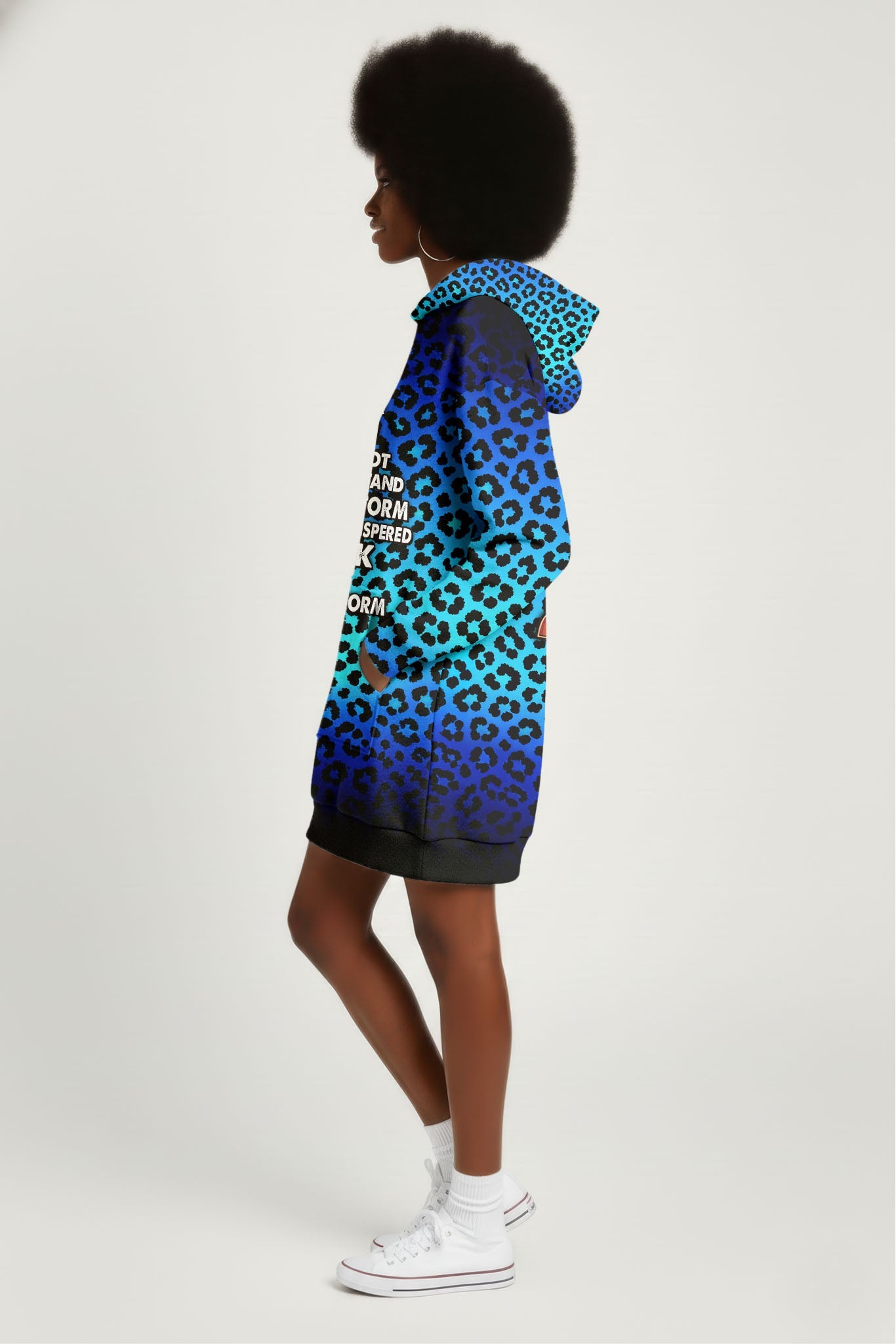 'Unstoppable' Sapphire Leopard Hoodie Dress