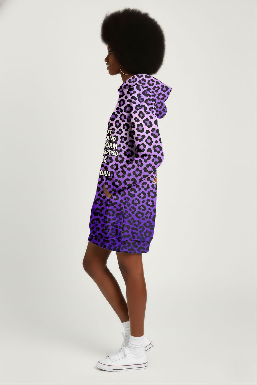 'Unstoppable' Amethyst Leopard Hoodie Dress