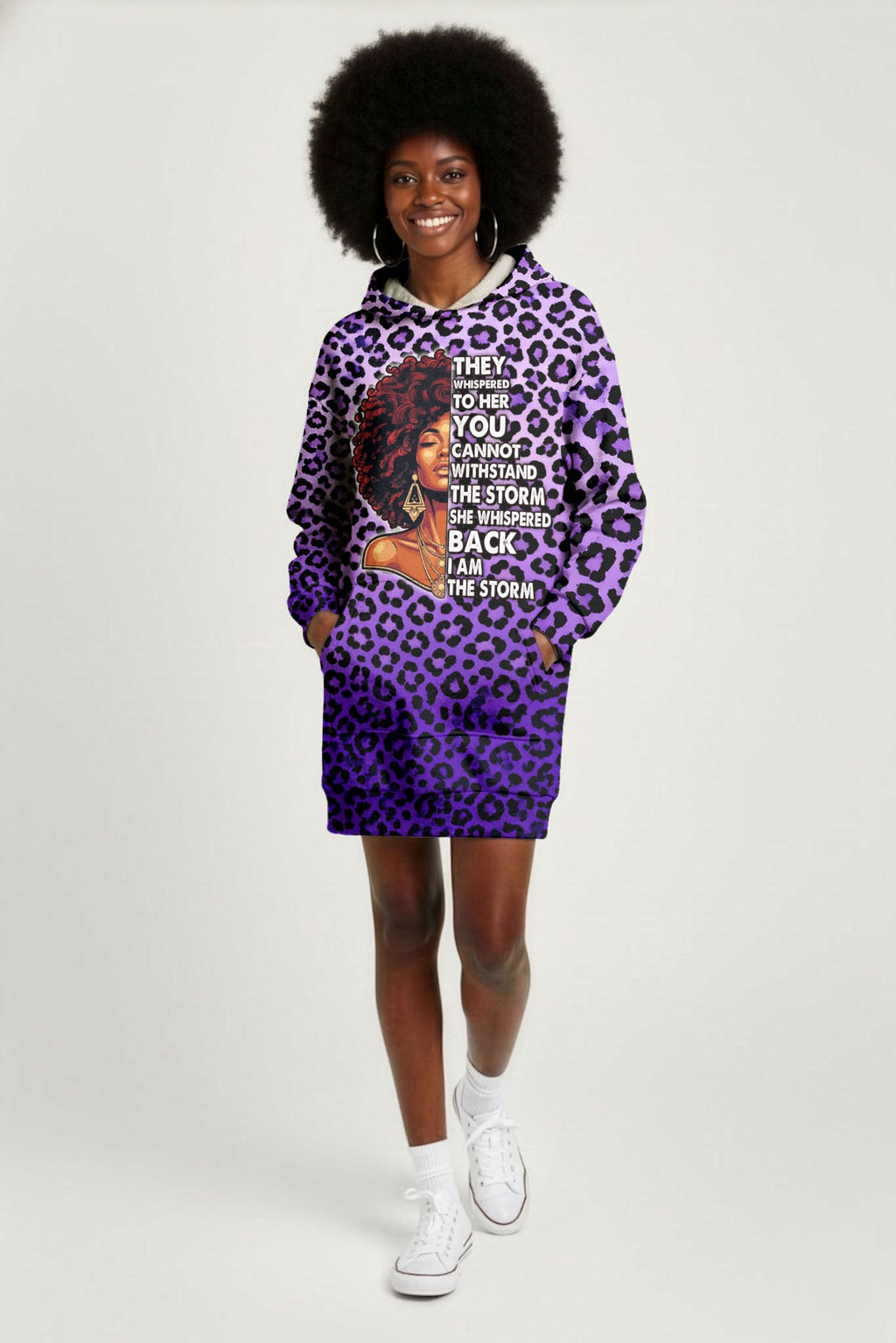 'Unstoppable' Amethyst Leopard Hoodie Dress