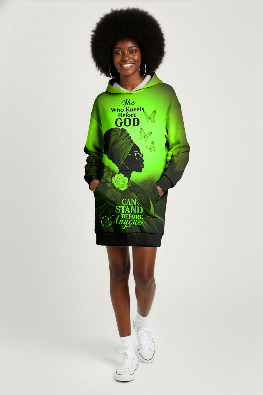 'Selah' Green Hoodie Dress