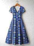 'Oshun' Royal Blue Short Sleeve Maxi Dress