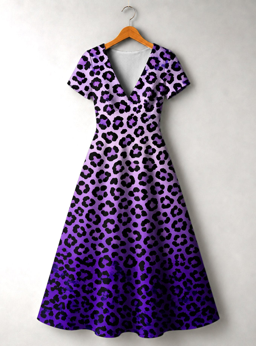 'Unstoppable' Amethyst Leopard Short Sleeve Maxi Dress