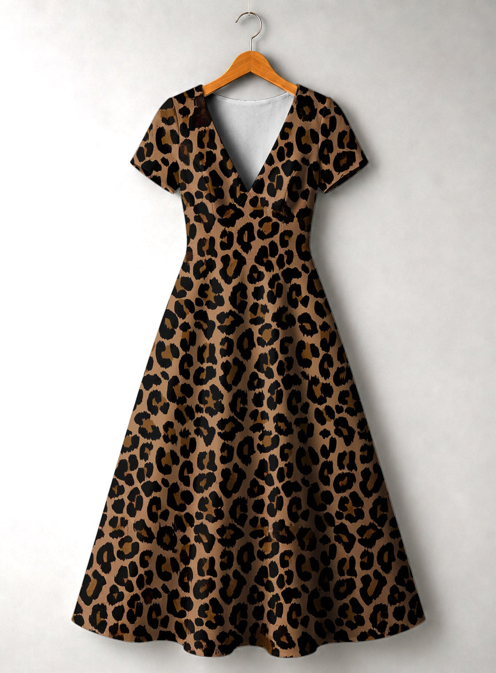 'Unstoppable' Brown Leopard Short Sleeve Maxi Dress