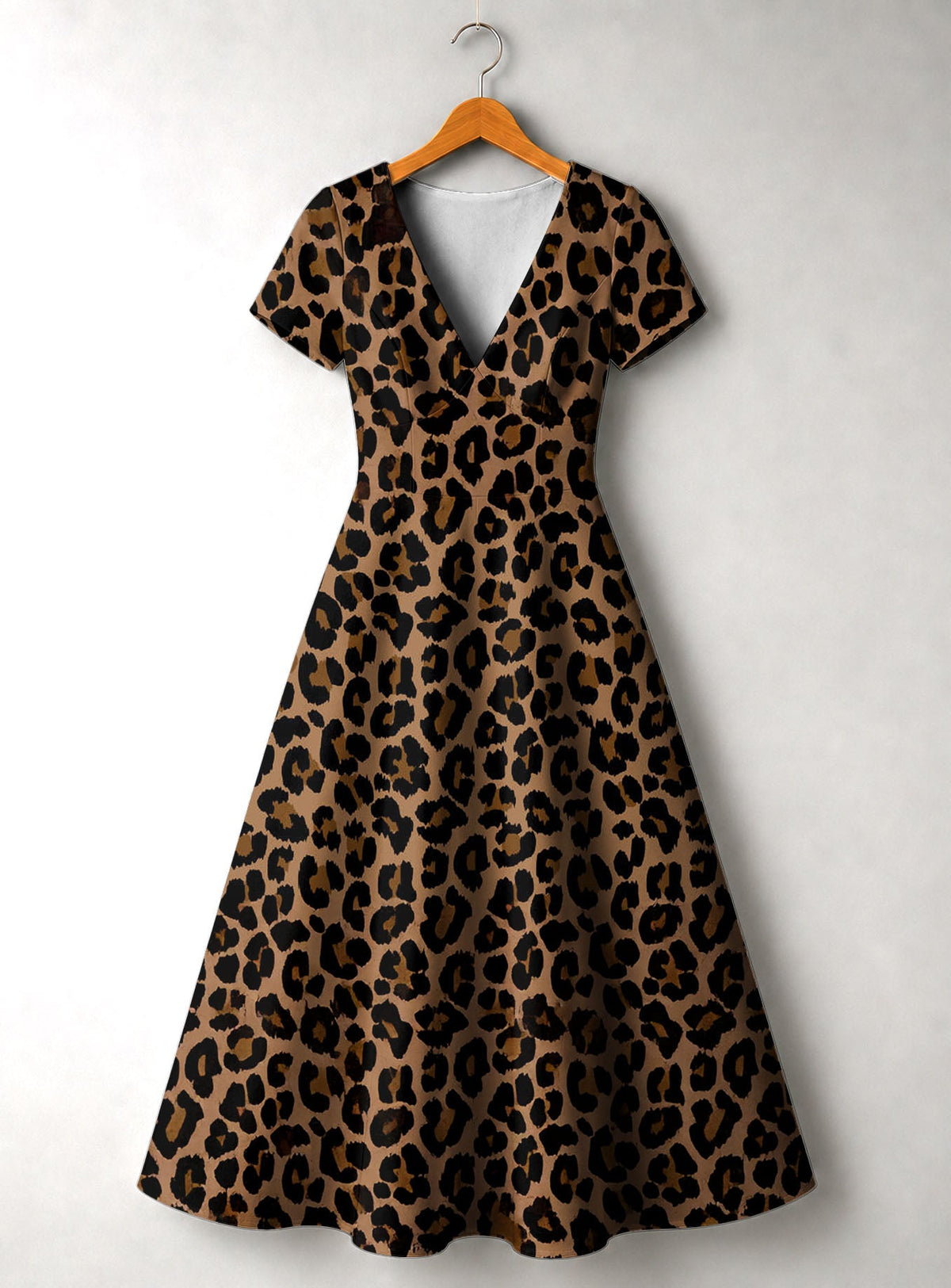 'Unstoppable' Brown Leopard Short Sleeve Maxi Dress