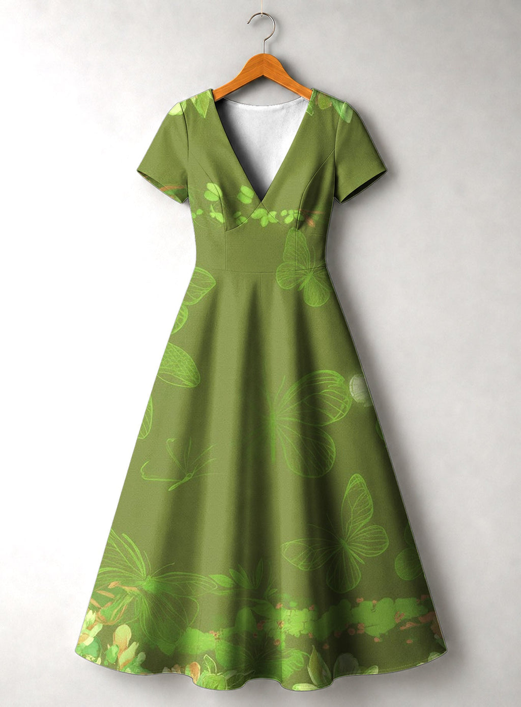 Green Orchid Short Sleeve Maxi Dress