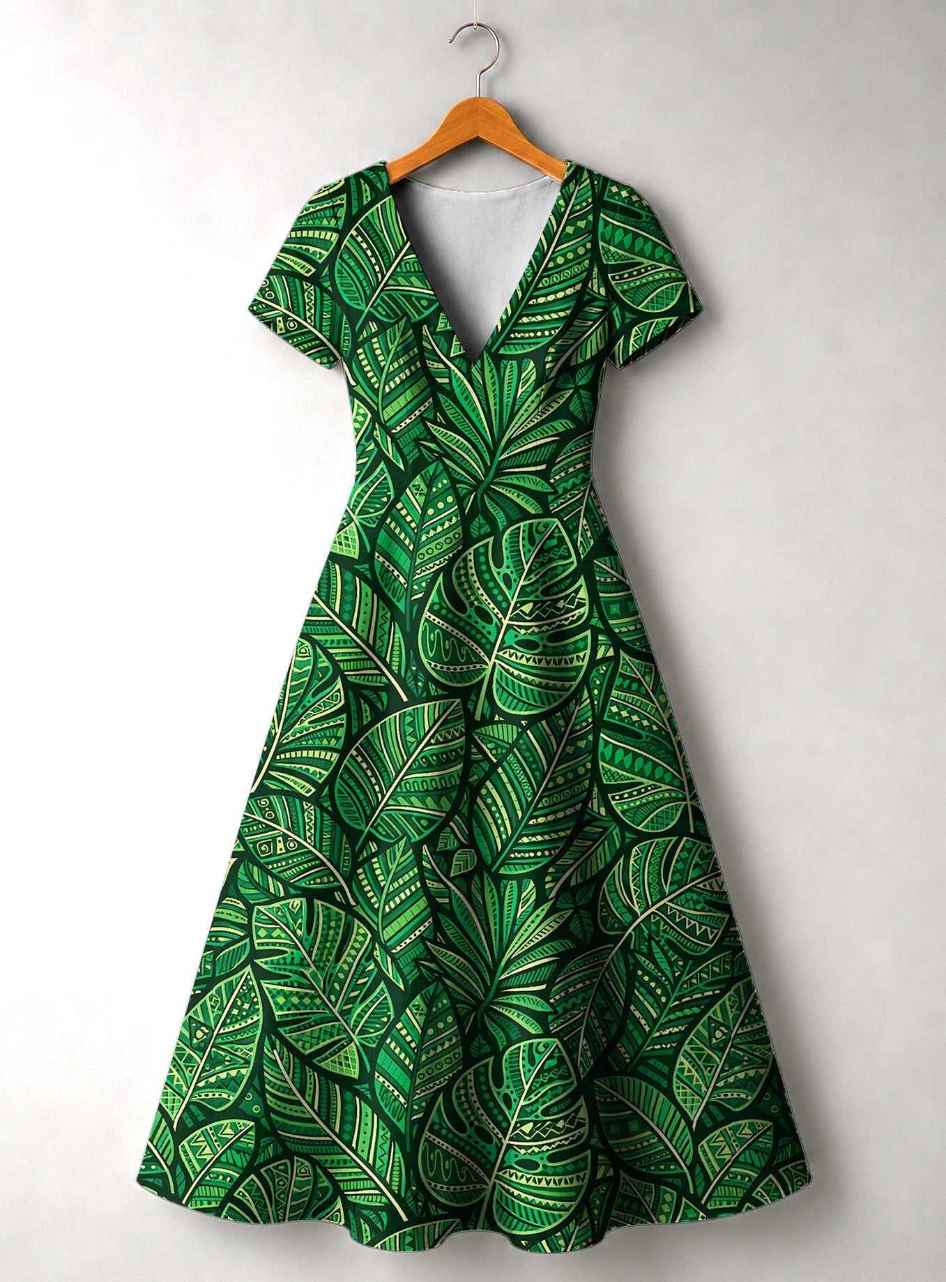 'Asili' Emerald Short Sleeve Maxi Dress
