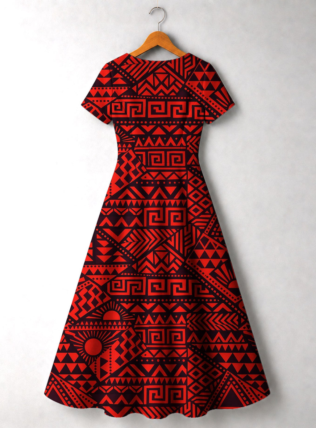 'Shaka' Burgundy Short Sleeve Maxi Dress