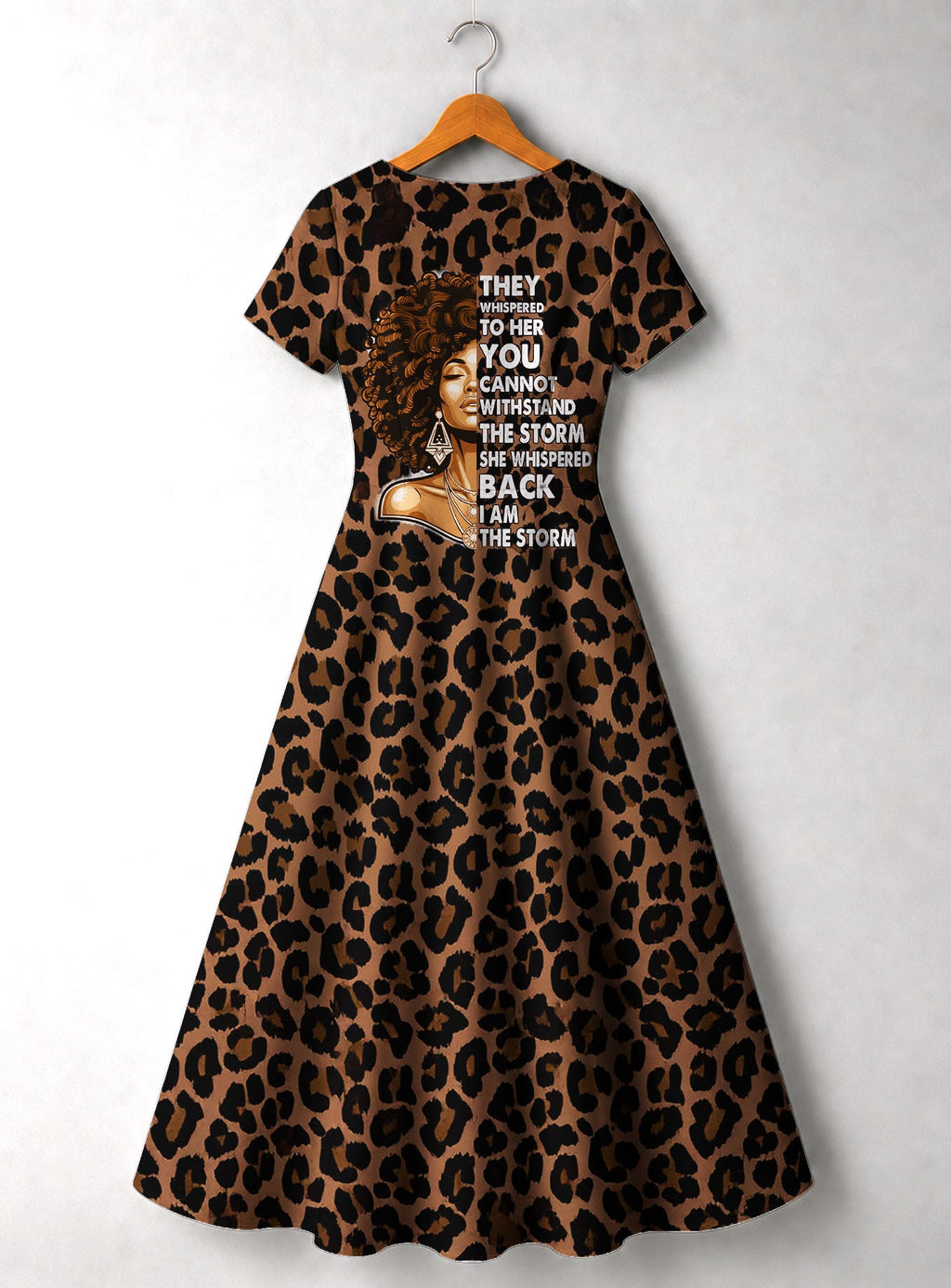 'Unstoppable' Brown Leopard Short Sleeve Maxi Dress
