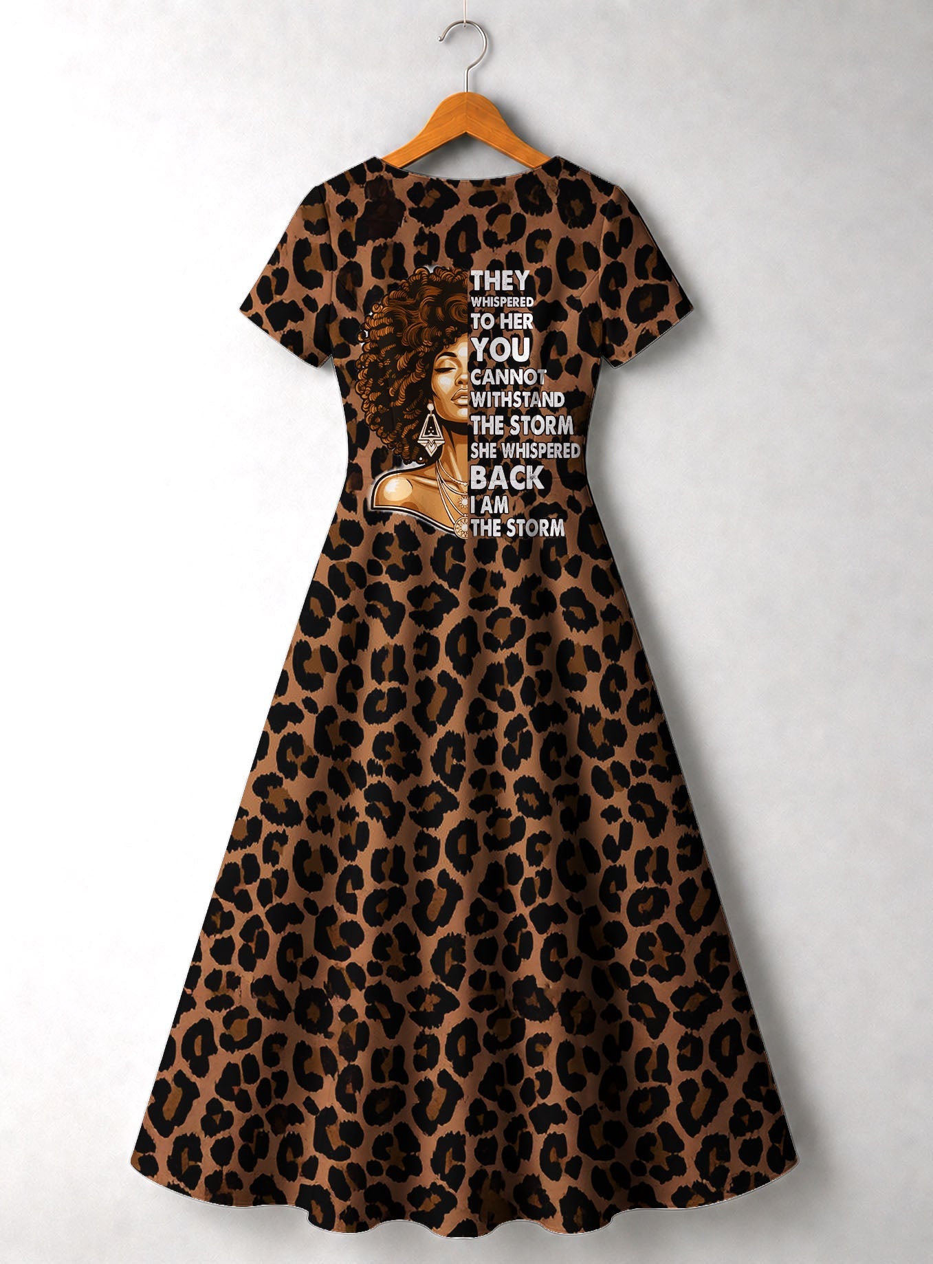 'Unstoppable' Brown Leopard Short Sleeve Maxi Dress
