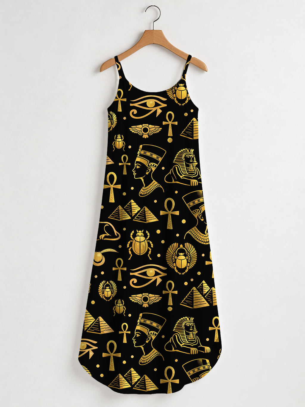 'Nefertiti' Black Gold Maxi Dress