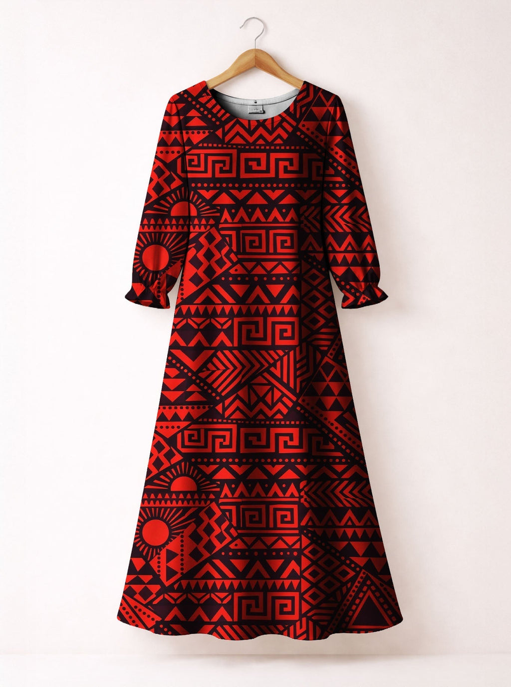 'Shaka' Burgundy Long Sleeve Maxi Dress