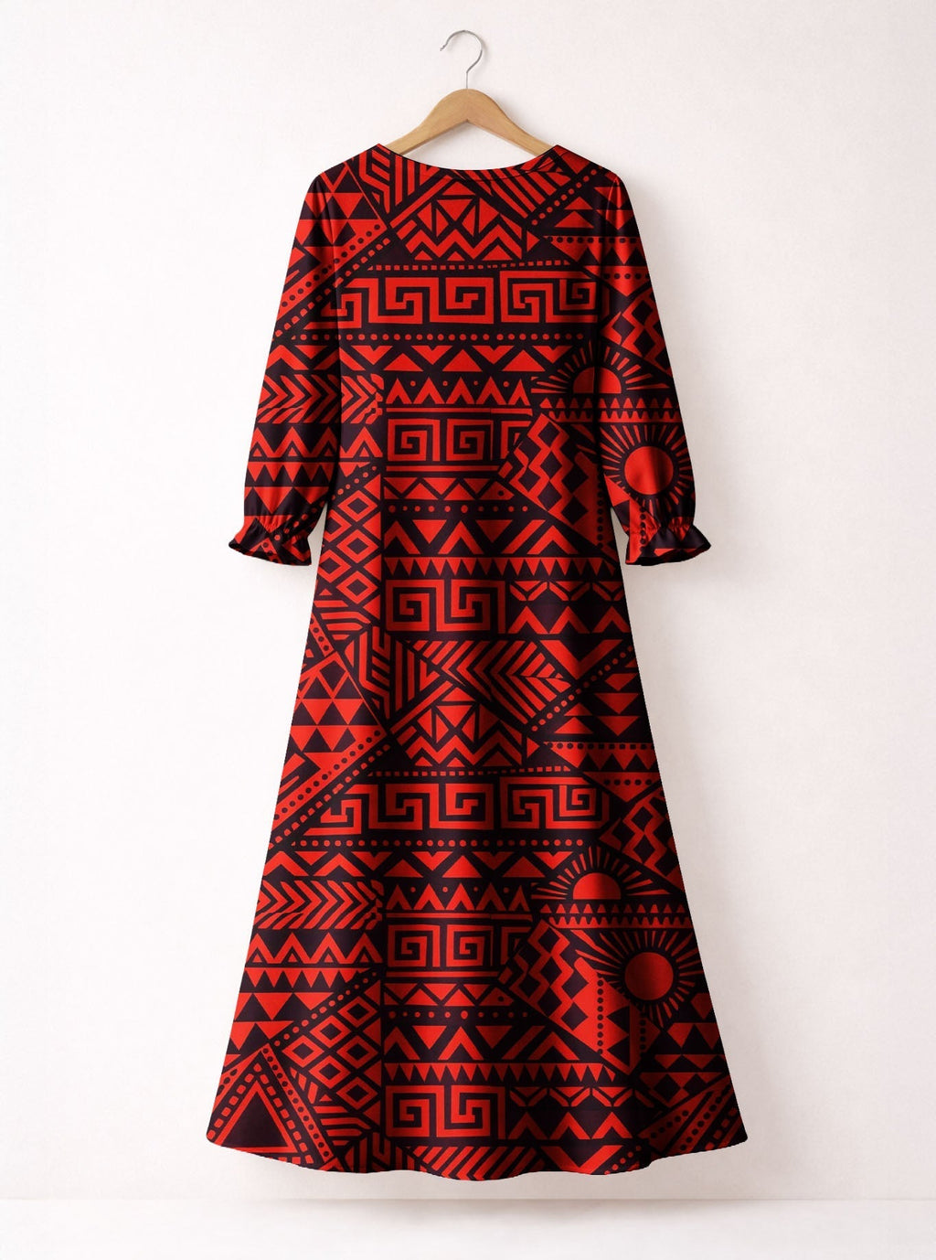 'Shaka' Burgundy Long Sleeve Maxi Dress