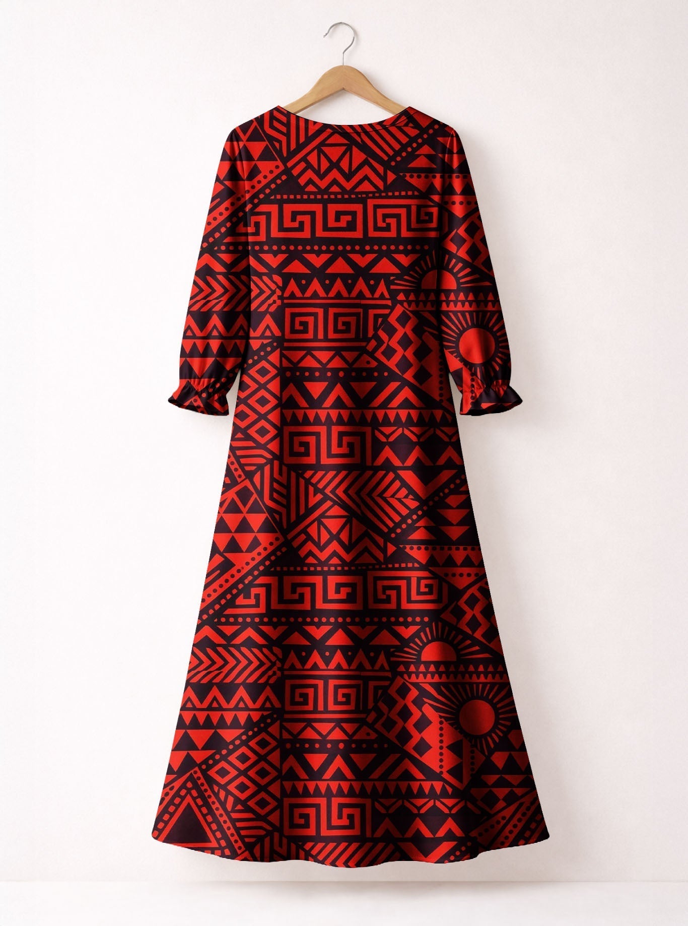 'Shaka' Burgundy Long Sleeve Maxi Dress
