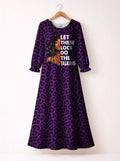 Purple Leopard Long Sleeve Maxi Dress