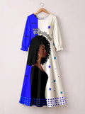 'Feeling Blacknificient Blue' Long Sleeve Maxi Dress