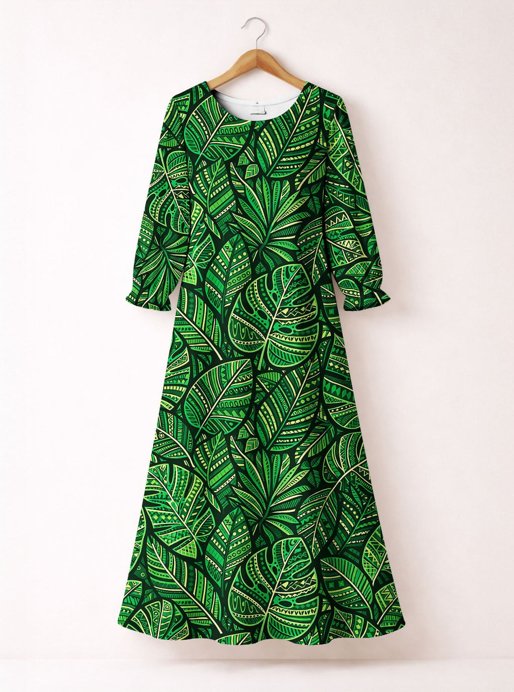 'Asili' Emerald Long Sleeve Maxi Dress