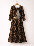'Unstoppable' Brown Leopard Long Sleeve Maxi Dress