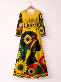 'August Queen Sunflower' Long Sleeve Maxi Dress