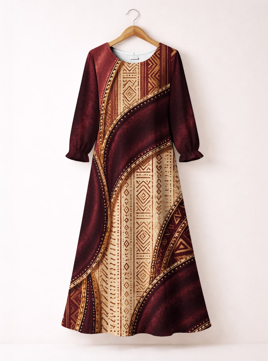 'Tapa' Long Sleeve Maxi Dress